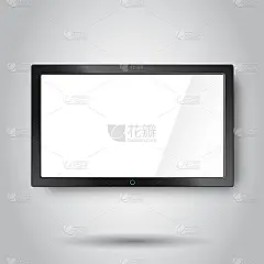 现实的电视屏幕矢量图标在平面风格。在白色背景上监控等离子体插图。电视展示的经营理念。