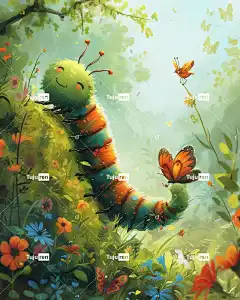 Ai产生的 毛虫 蝴蝶 幼虫 花朵 异想天开的 自然 阳光