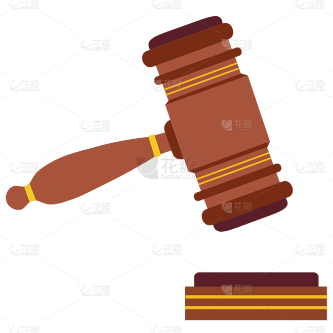 手绘-法律相关元素贴纸-判官锤
