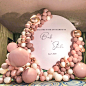 复古豆沙粉色气球链生日订婚宴背景墙结婚背景板会场布置装饰定制-淘宝网