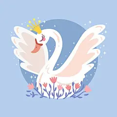 美丽的白天鹅公主插画矢量图设计素材