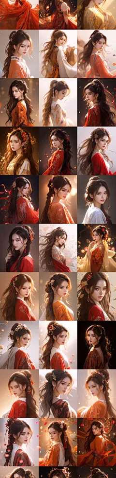 AI古风写实头像插画素材 游戏人物原画设计参考 角色设定临摹参考-淘宝网