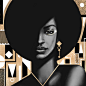 GOLDEN BLACK BEAUTIES : A series of black beauties illustrated on iPad Pro in Procreate app.