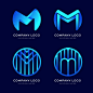 Collection of modern blue m logos Free Vector