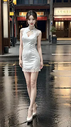 AI美女 - 江南烟雨 蕾丝旗袍国色天香-今日头条