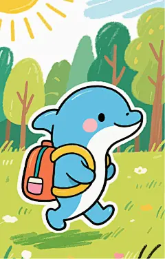 可爱小海豚童趣插画