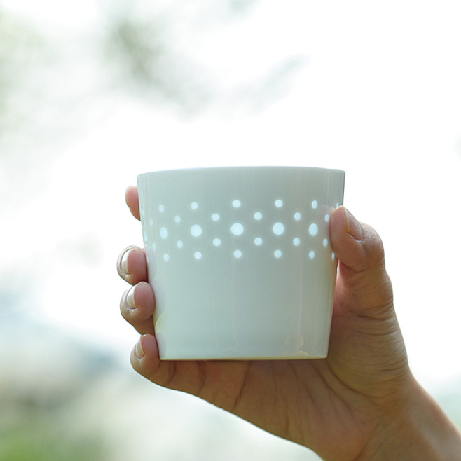 山水间玲珑茶杯品茗杯景德镇高温陶瓷水杯家...