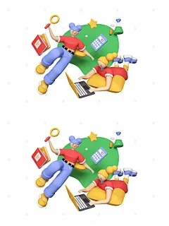 女孩 学习 插图 设计素材