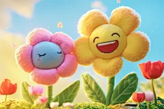 春天花朵手工模型元素