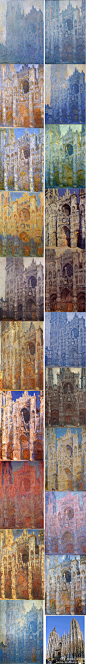 Jumes Gurney《色彩与光线》，第十一章中曾提到莫奈绘制二十张不同光照下的卢昂大教堂。《卢昂大教堂》的外形烦琐复杂，难于表现，但莫奈偏偏要探索这个棘手的题材。