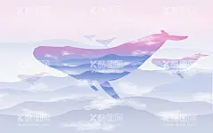 鲸鱼水墨高清背景墙  - 源文件下载【酷图网】唯美,鲸鱼,高清背景墙,艺术壁画,电视机背景墙,装饰画