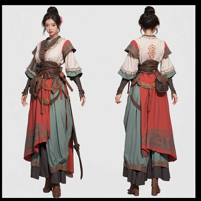 AI古风武侠角色插画素材 国风人物服装设计 影视游戏角色概念设定-淘宝网-花瓣网