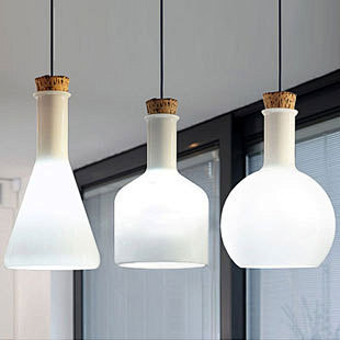 创意奶白玻璃吊灯实验瓶魔法吊灯北欧餐厅吊...
