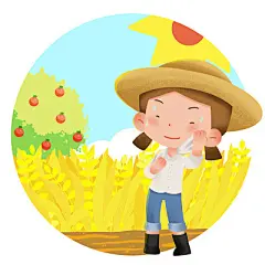 卡通人物手绘职业农民元素原创插画PNG素材