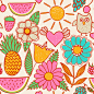 Summer patterns : Seamless texture with flowers and butterflies. Endless floral pattern.