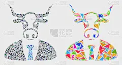 三角形,公牛,计算机图标,镶嵌图案,工头,一个物体,牛,动物,有角的,尺