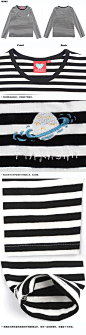 2012TYAKASHA塔卡沙秋冬系列：宇宙刺绣条纹长袖T恤