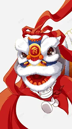 手绘彩带舞狮高清素材 免抠 页面网页 平面电商 创意素材 png素材