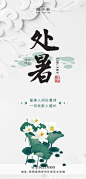 【源文件下载】 海报 房地产 二十四节气 处暑 简约 插画 荷花 169007