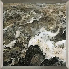 系列：明圣十三玻璃裂彩海浪系列；编号：LC-HL-007；尺寸：794X794；材质：纯手绘钢化玻璃裂彩画+实木框