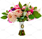 结婚花束，玫瑰花丛，牡丹