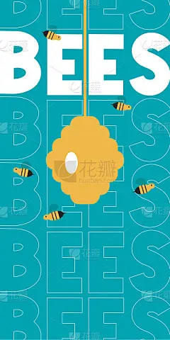 荒谬的极简主义旗帜在平面设计与蜂箱和多个蜜蜂的标题蜜蜂，现代概念艺术，有趣的引用和动物概念。艺术海报