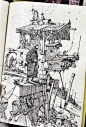 别人的手绘本子 | 爱丁堡的艺术家 Ian McQue 已经在这个行业超过17年了,这是他幻想中的未来世界,展现黑暗、美丽的未来.