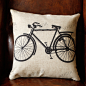 买3送1/美式乡村/天然亚麻靠垫抱枕(含内胆）/vintage bicycle