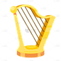 手绘-西方复古乐器贴纸SVG-竖琴