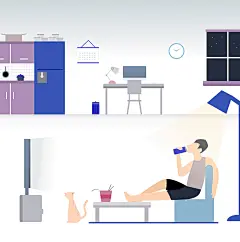 观看电视 休闲生活 业余生活 人物插画插图设计AI ti367a3201