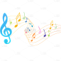 装饰通用插画彩色五线谱音符元素素材