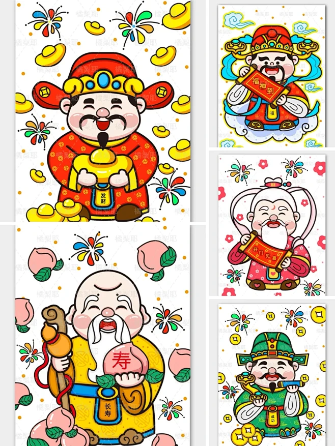 儿童画｜五福临门（合集） - 小红书-花瓣网
