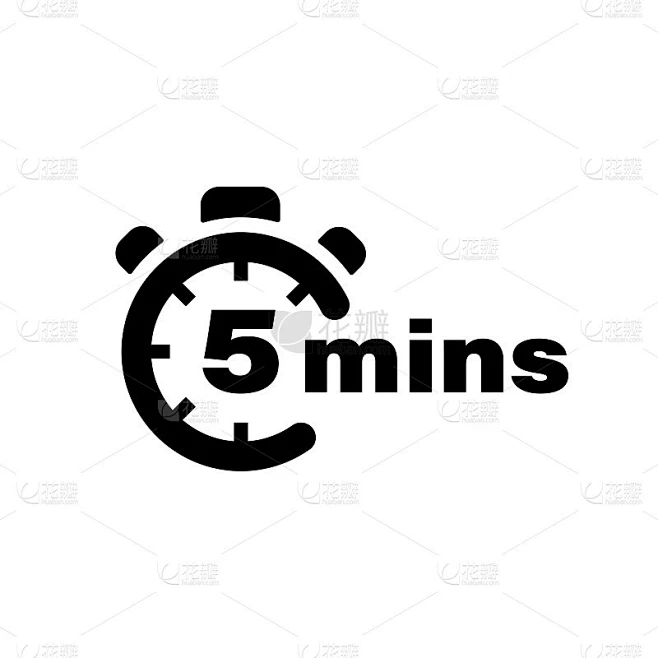 五分钟矢量图标。时间离开符号孤立。秒表黑的迹象。向量EPS 10素材-花瓣网