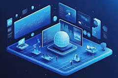 区块链大数据数据可视化插画图片