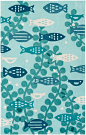 现代风格蓝色小鱼图案儿童地毯贴图