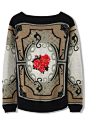 Retro Flower Baroque Pattern Sweater in Black