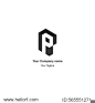 Letter p logo monogram, negative space black and white design element