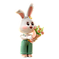 兔子-送花-玉兔-中秋-png
