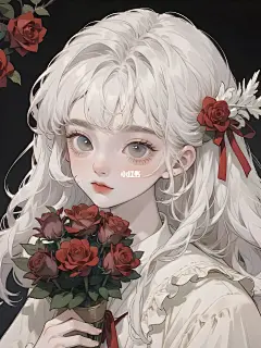 玫瑰误了花期·黑色系|女生头像壁纸