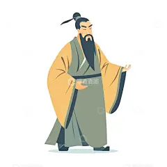 历史人物古人老者卡通形象高清模板免费下载-趣麦麦图