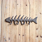 北欧铸铁鱼形挂钩 花园装饰品 铁艺装饰