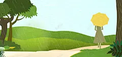 清明节卡通手绘清新banner 电商 背影 自然 踏青 雨伞 高清背景 背景 设计图片 免费下载 页面网页 平面电商 创意素材