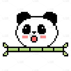 手绘-像素风自然元素贴纸-熊猫