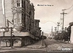 昨天看见一个国外画家画的，黑白插画.