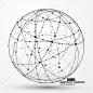 点和曲线构造的球体线框和科技感抽象插图