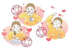 韩国简约清新可爱儿童情侣职场男女温馨一家手绘人物插图插画PSD-淘宝网