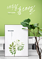 绿色墙壁 白色书架 无框树叶画 树枝 简约舒适 室内场景设计PSD ti219a17701