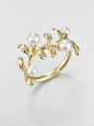Mikimoto Round White Pearl 18k Gold Ring in Gold | Lyst