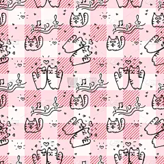 可爱的,猫,四方连续纹样,儿童,婴儿,纺织品,式样,格子图案,华丽的,小的