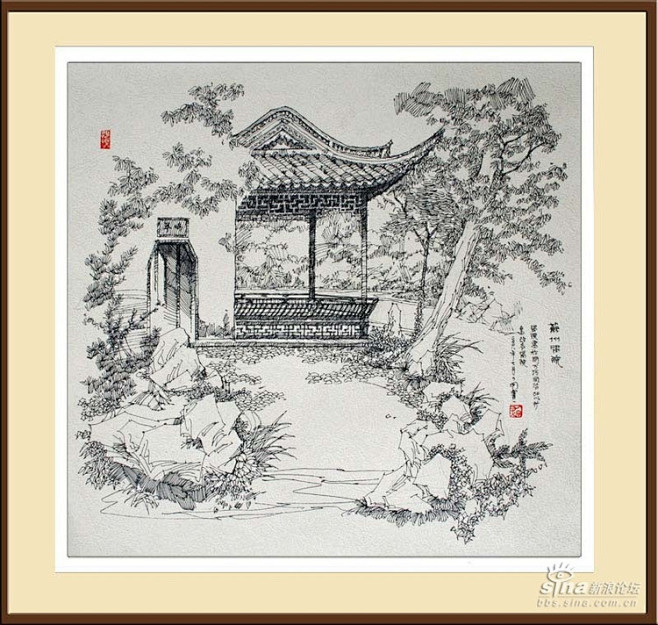 黄力炯钢笔手绘江南苏州园林 - 山野村夫...